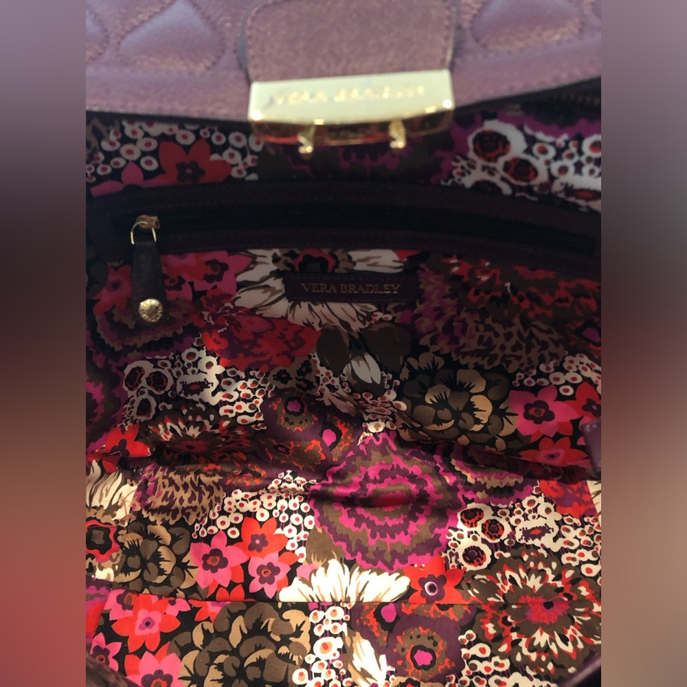 Vera Bradley Pebbled Purple Satchel Handbag - Picture 6 of 11